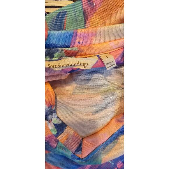 Soft Surroundings V-Neck Watercolor Floral Abstract Tunic Top Women Size L Multi - Picture 2 of 3